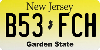 NJ license plate B53FCH