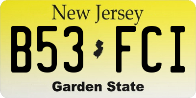 NJ license plate B53FCI