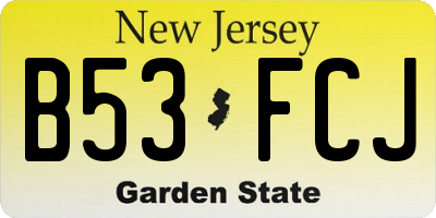 NJ license plate B53FCJ