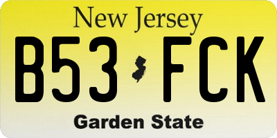 NJ license plate B53FCK