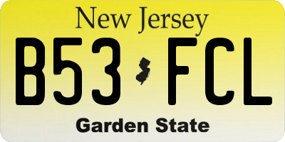 NJ license plate B53FCL