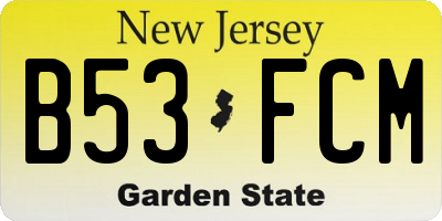 NJ license plate B53FCM
