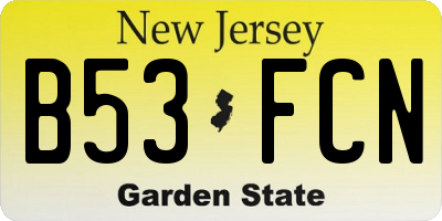 NJ license plate B53FCN