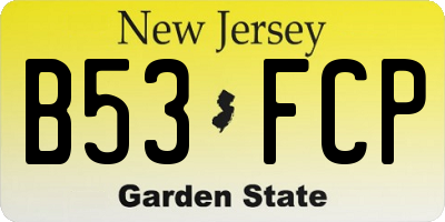 NJ license plate B53FCP