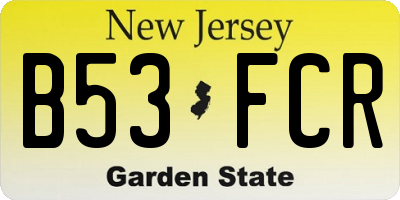 NJ license plate B53FCR