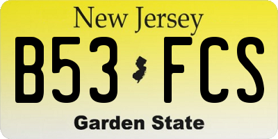 NJ license plate B53FCS