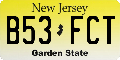 NJ license plate B53FCT