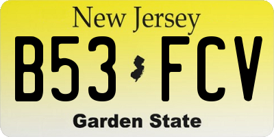 NJ license plate B53FCV