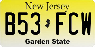NJ license plate B53FCW