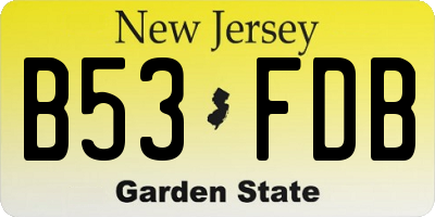 NJ license plate B53FDB