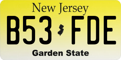 NJ license plate B53FDE