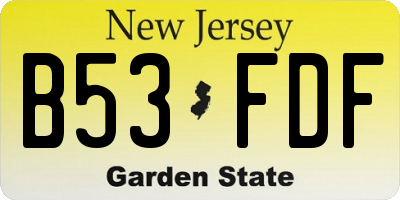NJ license plate B53FDF