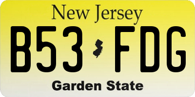 NJ license plate B53FDG