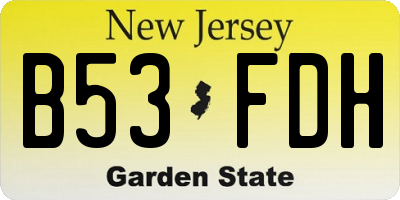 NJ license plate B53FDH