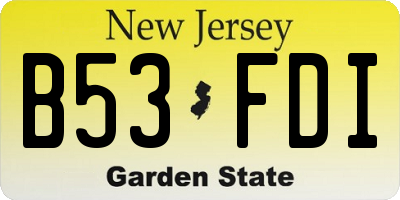 NJ license plate B53FDI