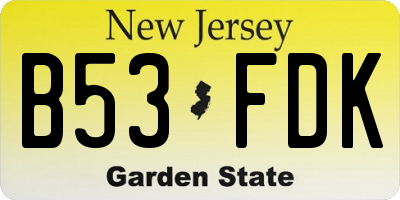 NJ license plate B53FDK