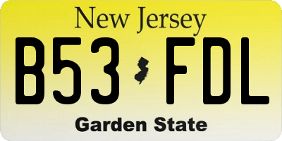 NJ license plate B53FDL