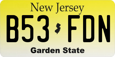 NJ license plate B53FDN