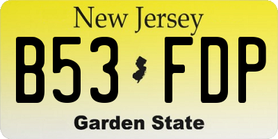 NJ license plate B53FDP