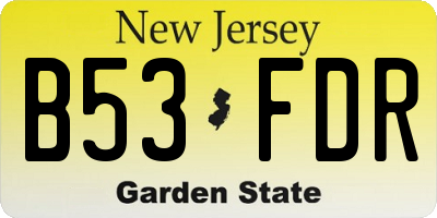 NJ license plate B53FDR