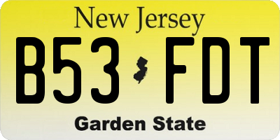 NJ license plate B53FDT