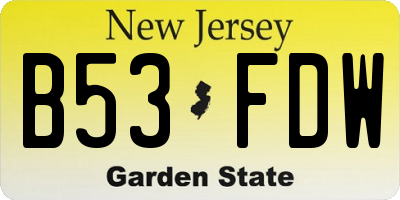 NJ license plate B53FDW