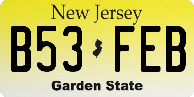 NJ license plate B53FEB