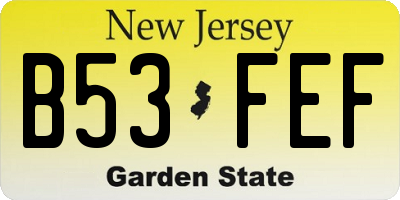 NJ license plate B53FEF
