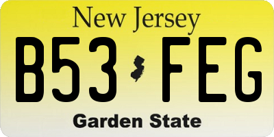 NJ license plate B53FEG