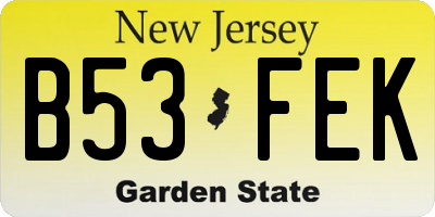 NJ license plate B53FEK