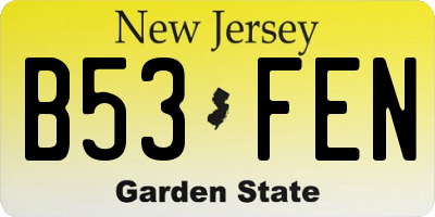 NJ license plate B53FEN