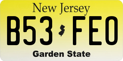 NJ license plate B53FEO