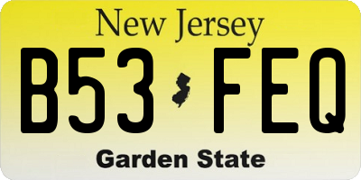 NJ license plate B53FEQ