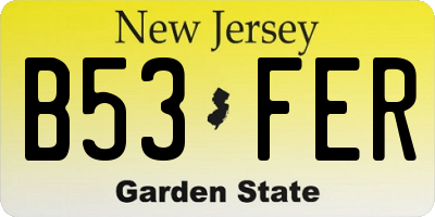 NJ license plate B53FER