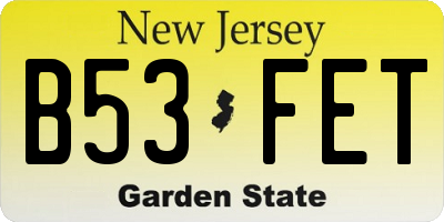 NJ license plate B53FET