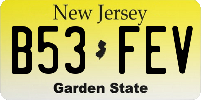 NJ license plate B53FEV