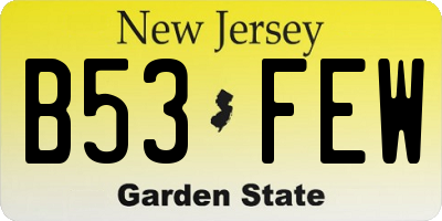 NJ license plate B53FEW