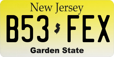 NJ license plate B53FEX