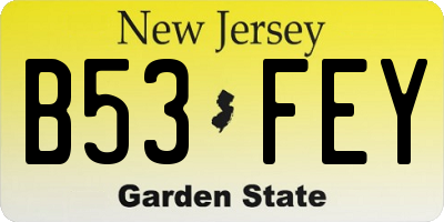 NJ license plate B53FEY