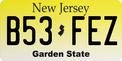NJ license plate B53FEZ