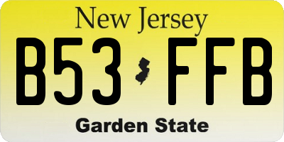 NJ license plate B53FFB