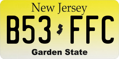 NJ license plate B53FFC