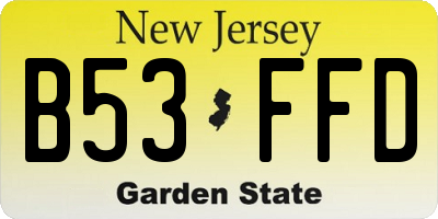 NJ license plate B53FFD