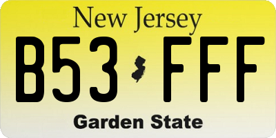 NJ license plate B53FFF