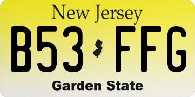 NJ license plate B53FFG