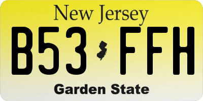NJ license plate B53FFH