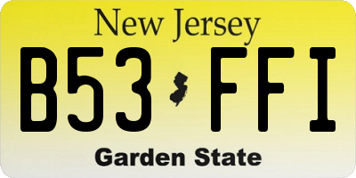 NJ license plate B53FFI