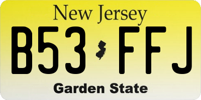 NJ license plate B53FFJ
