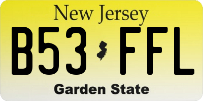 NJ license plate B53FFL