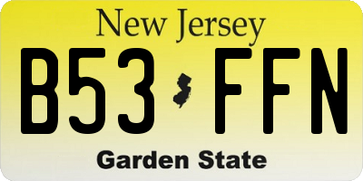 NJ license plate B53FFN